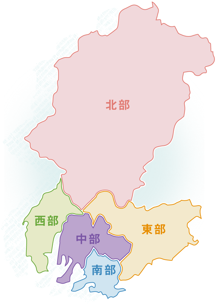 宇部市のエリア分けマップ